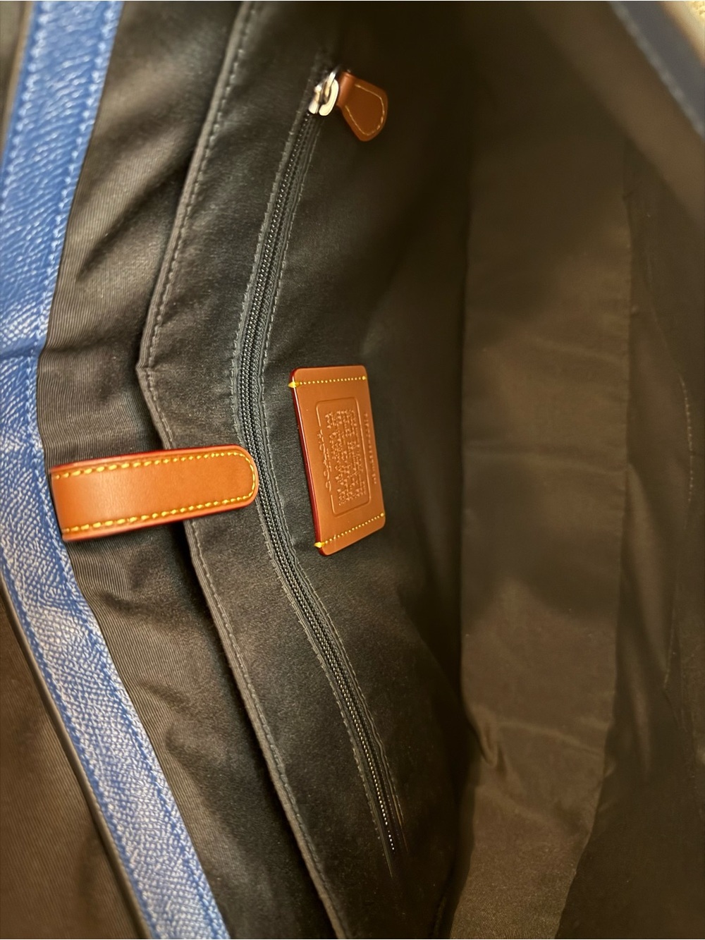 COACH Blue Leather Briefcase Tote with Adjustable Strap. Opened, but never used. - Picture 8 of 8
